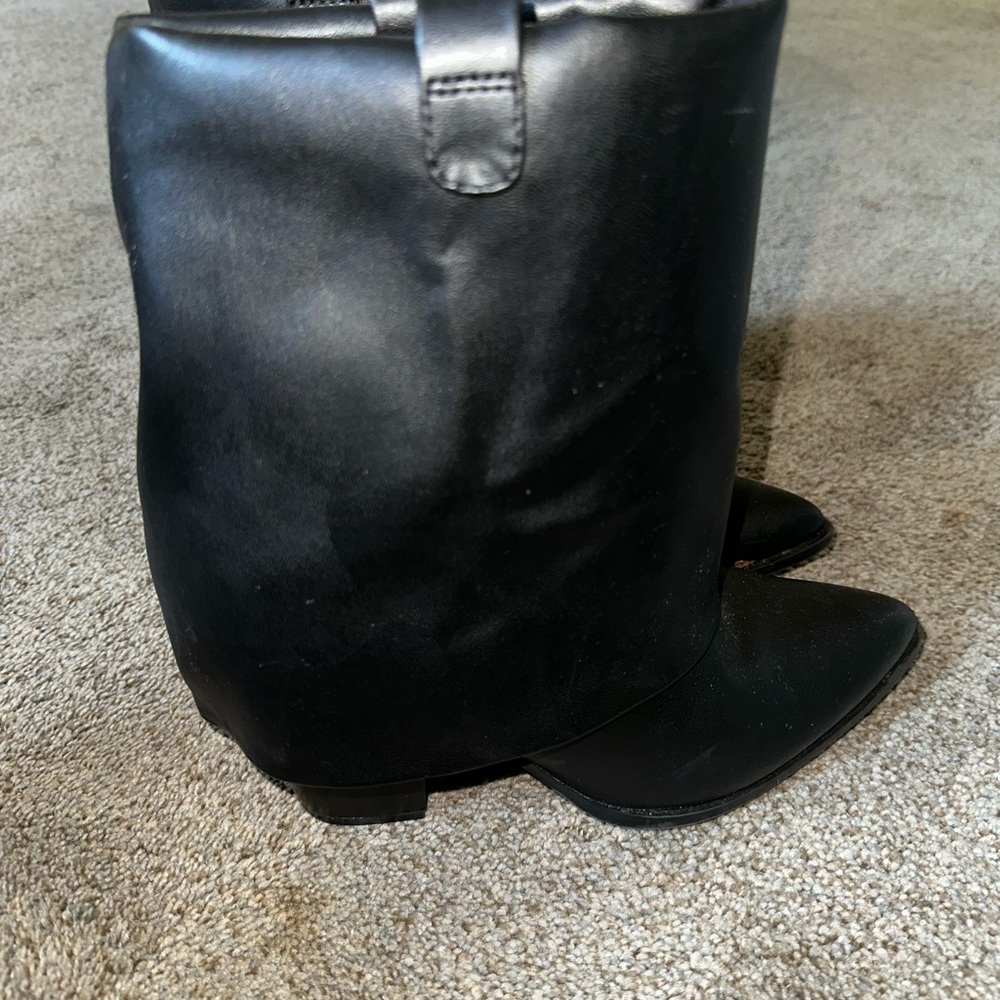 Black Leather Knee-High Boots
